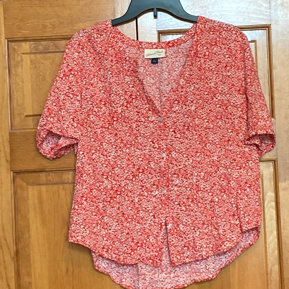 Universal Threads, Button Down Short Sleeve Blouse, Large